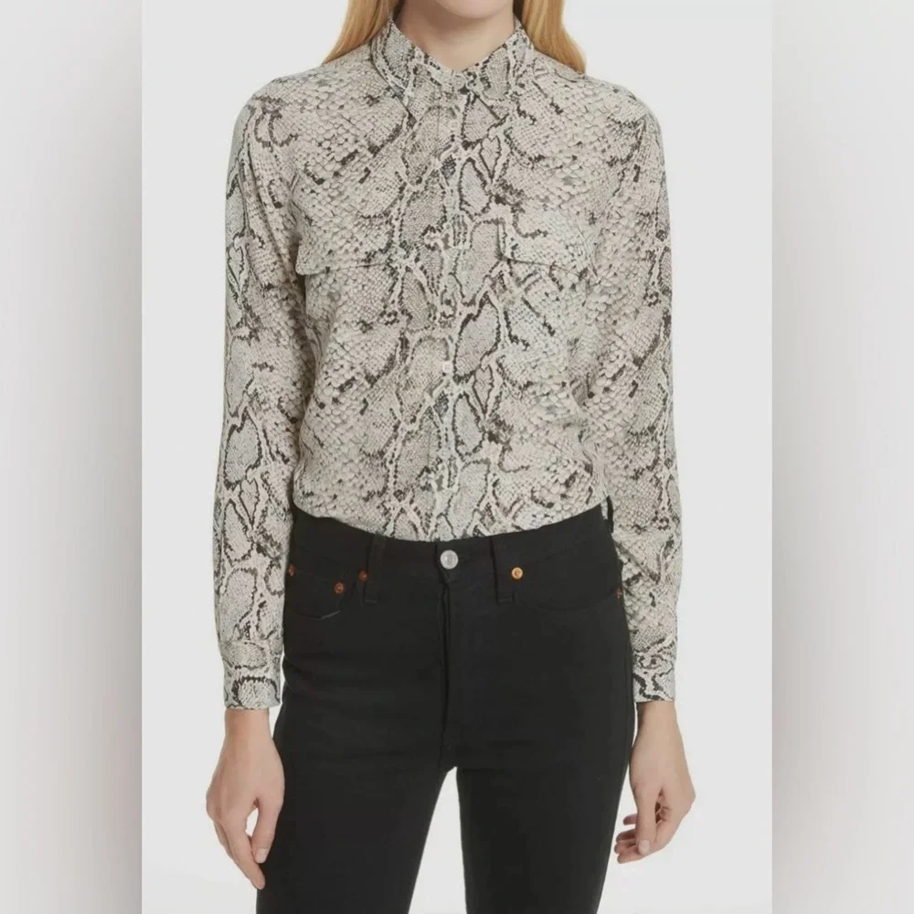 Equipment Femme Women's Classic Sandwashed Crepe De Chine Silk Slim Size S - Picture 1 of 12